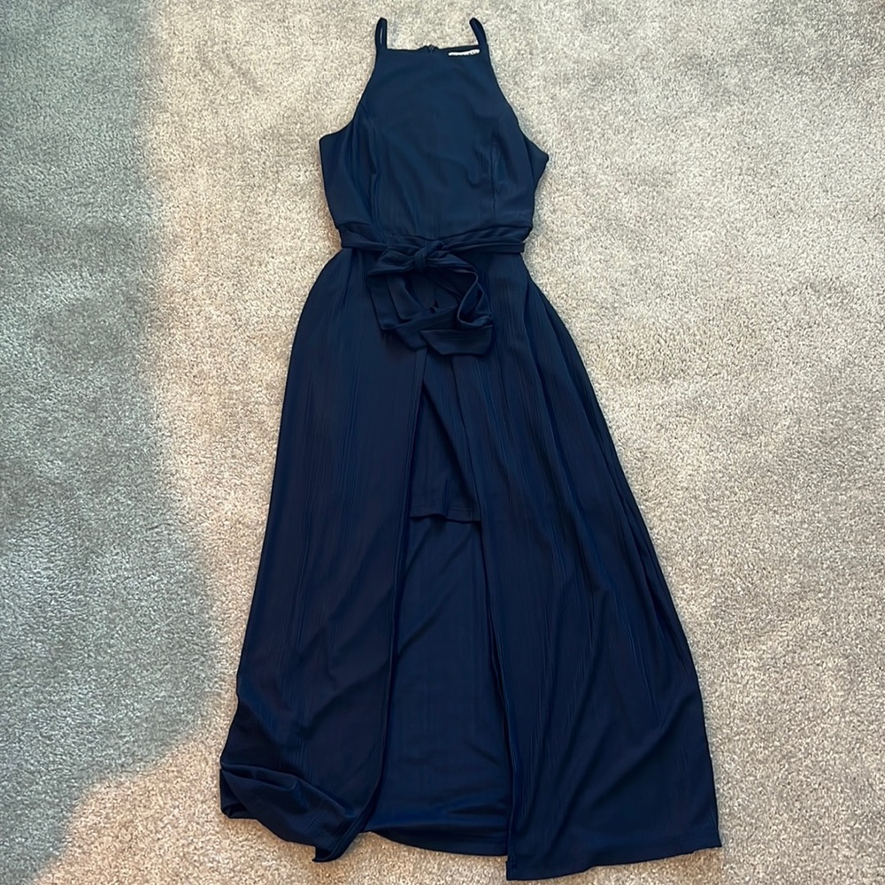 Black Swann dark blue textured dress